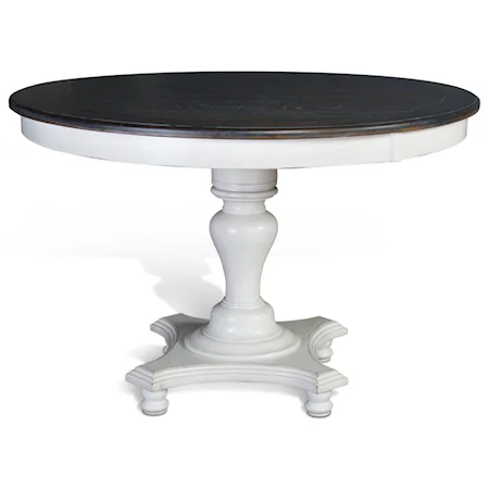 Two-Tone Round Dining Table w/ Adjustable Height